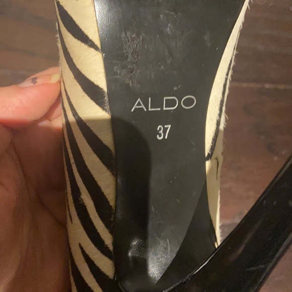 *Aldo White and Black Zebra print pony hair heels. Size 7.* - Picture 3 of 5